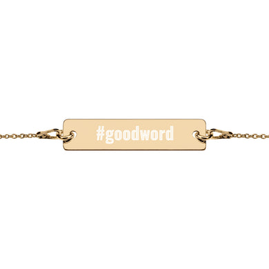 NEW!! Personalised Good Word Engraved Silver Bar Chain Bracelet